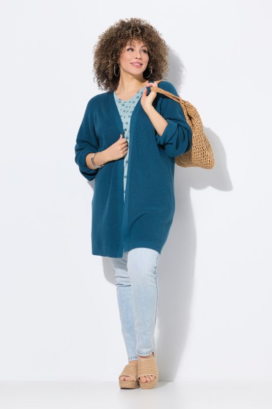 Open Shape Ribbed Knit Cardigan