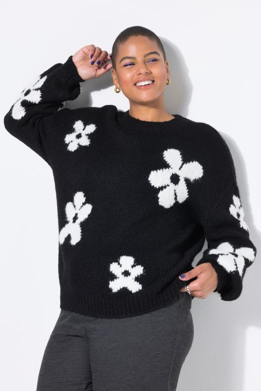 Flower Pattern Oversized Sweater