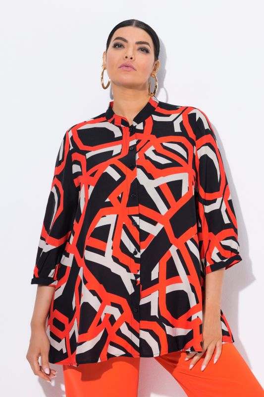 Geometric Print 3/4 Sleeve Blouse