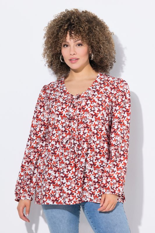 Блуза с принт на панделки 