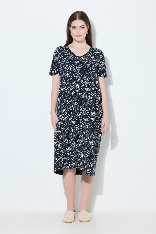 Eco Cotton Sketchbook Garden Short Sleeve Dress