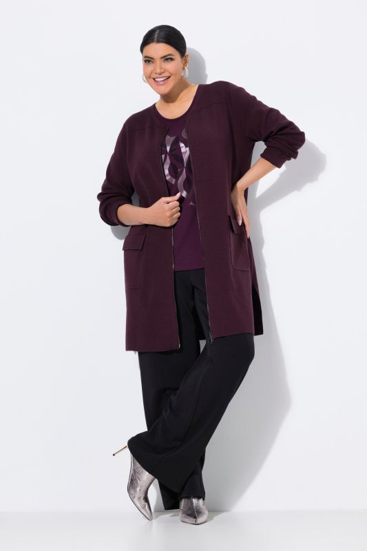 Ribbed Longline Zip-Up Cardigan