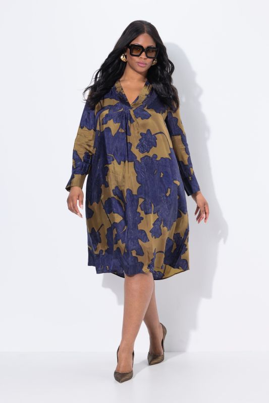 Floral Long Sleeve Cupro Dress