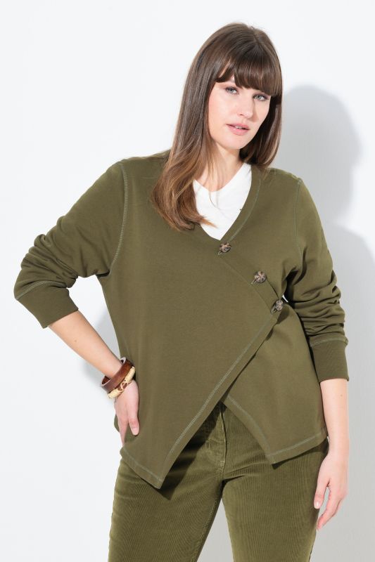 Eco Cotton Asymmetric Wrap Look Sweatshirt