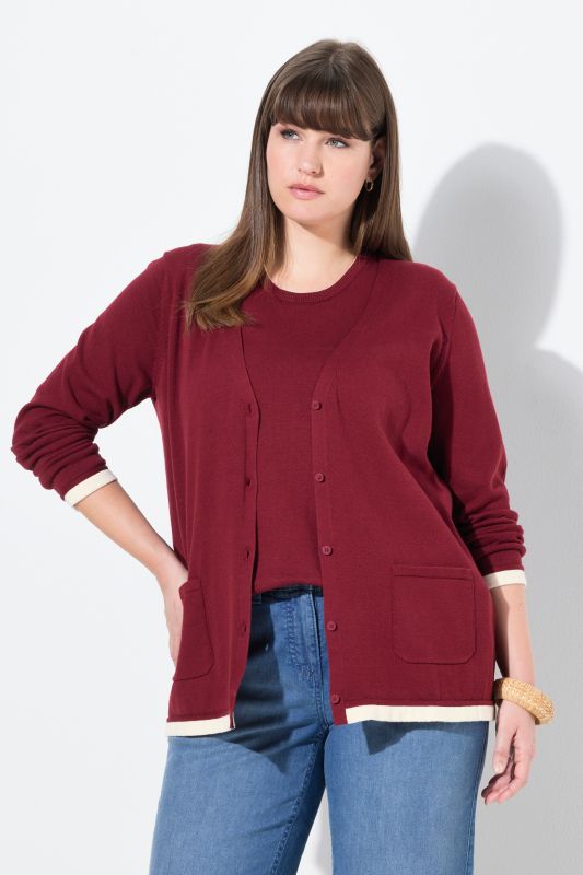 Eco Cotton Contrast Color Knit Cardigan