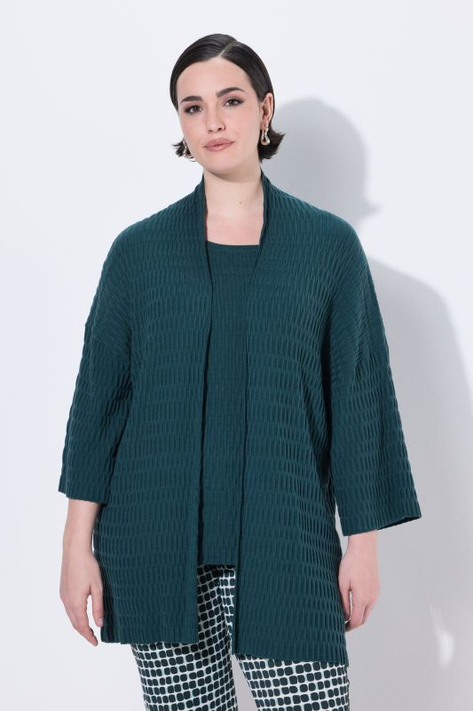 Textured Knit Open Shape Cardigan