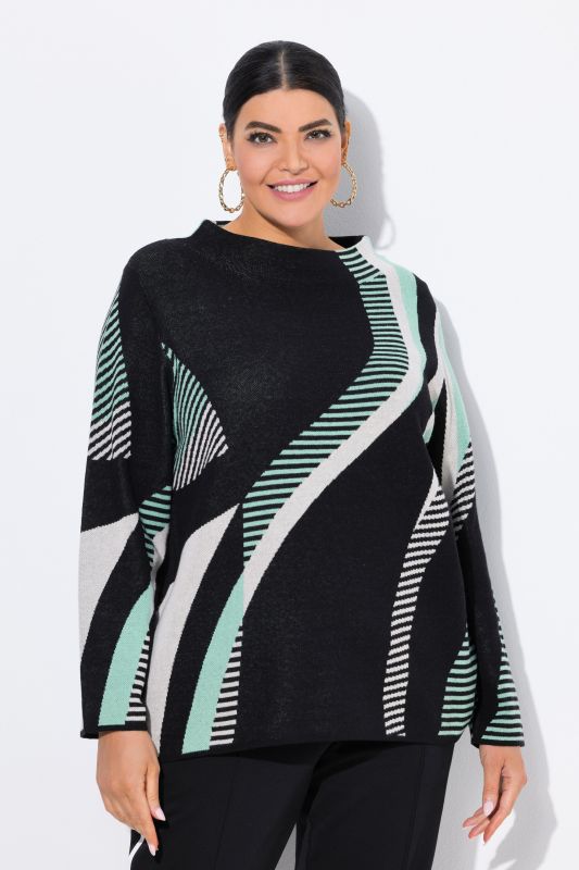 Abstract Pattern Turtleneck Sweater