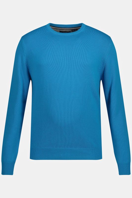 Памучен плетен пуловер с класическо кръгло деколте и дълги ръкави