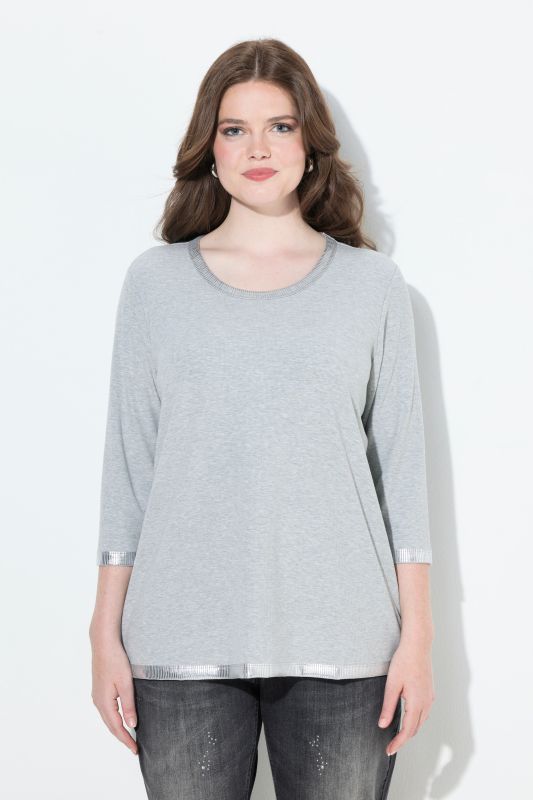 Тениска с 3/4 ръкави и сребърен акцент