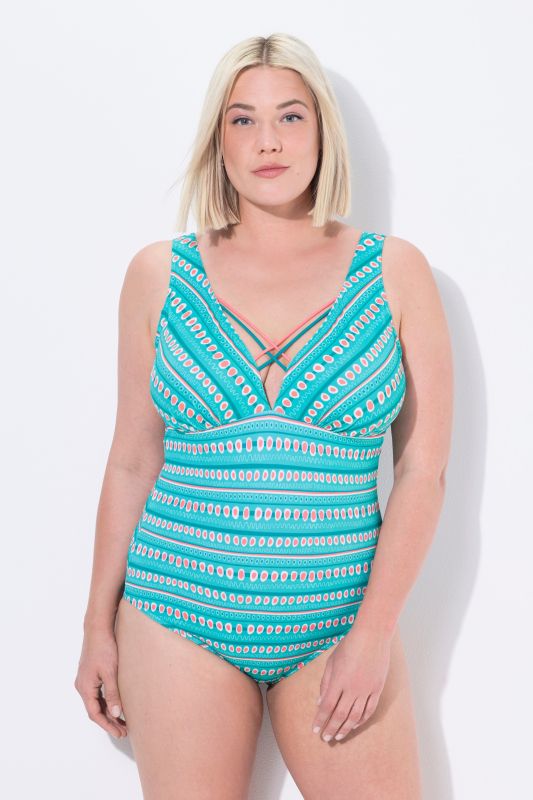 Strappy Mixed Stripe One Piece Swimsuit