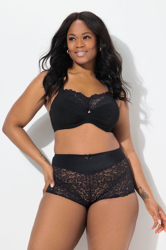 Бикини с висока талия и флорална дантела