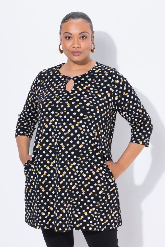 Dot Print Empire Pocket Knit Tunic