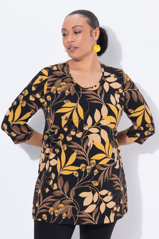 Туника с принт на листа