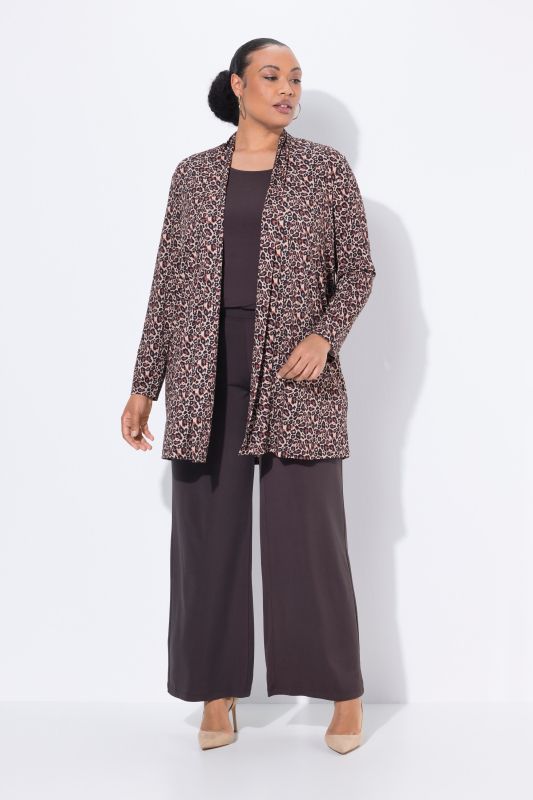 Matte Jersey Open Shape Leopard Print Jacket