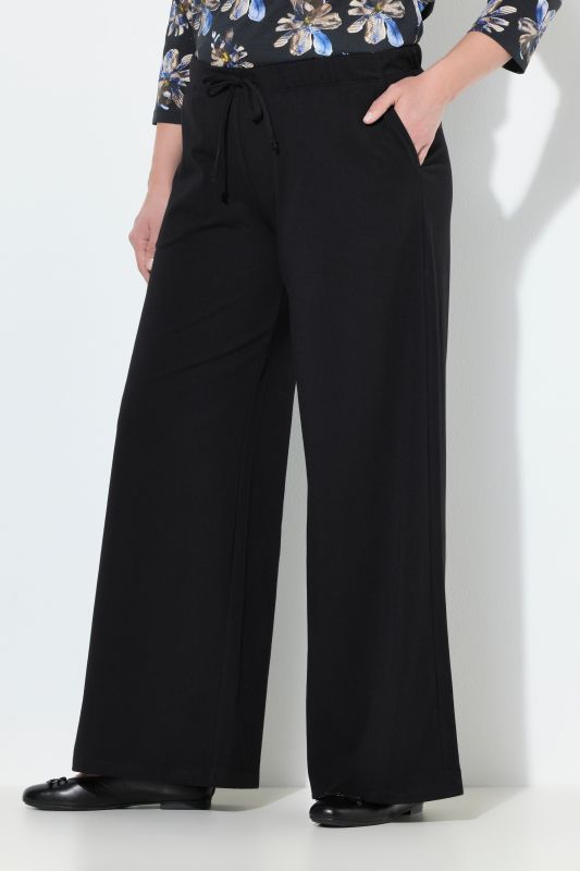 Wide-Leg Stretch Knit Pocket Pants