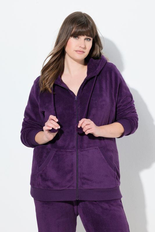 Fleece Zip Front Stretch Lounge Jacket