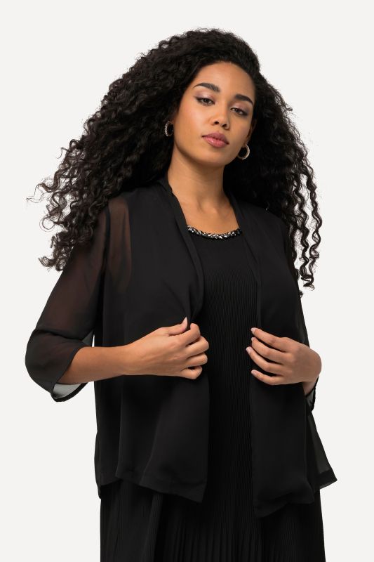 Oversized Shawl Collared Chiffon Jacket