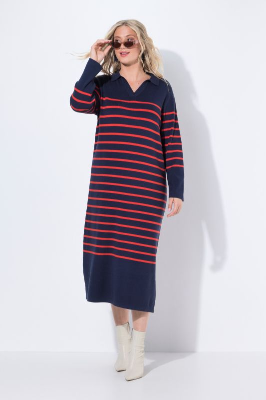 Breton Stripe Collared Knit Dress