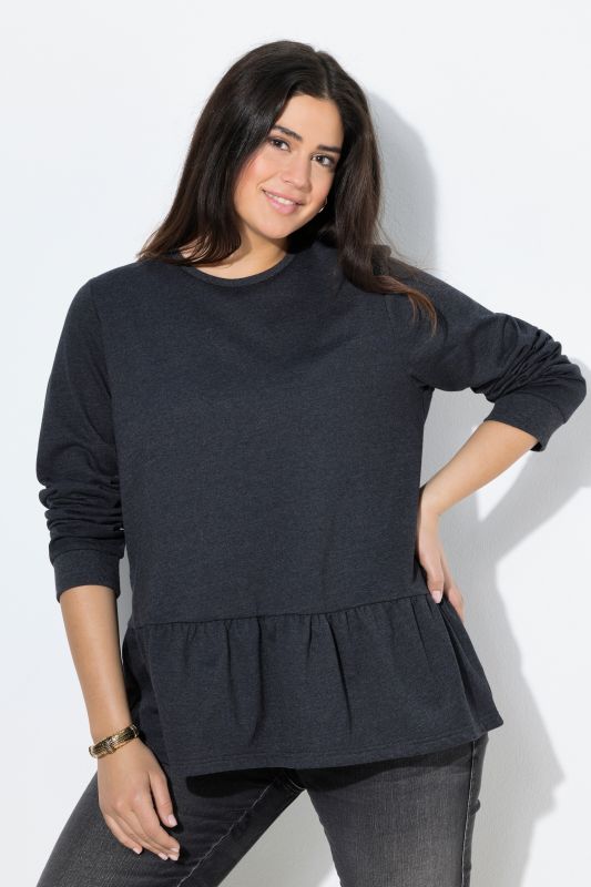 Flounce Hem Long Sleeve Sweatshirt