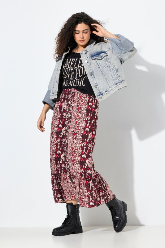 Ikat Striped Elastic Waist Skirt