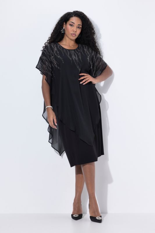 Рокля с шифон с камъчета