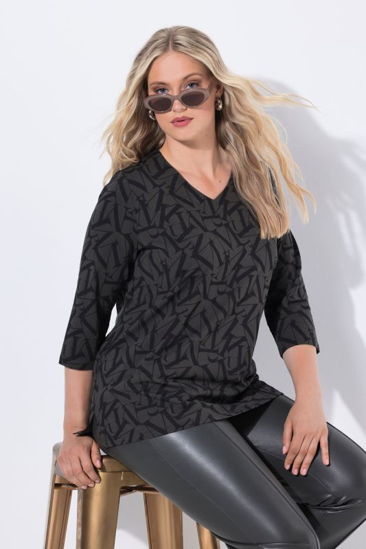 Letter Print 3/4 Sleeve Tee