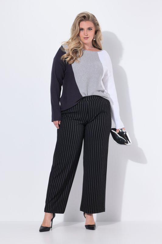 Stretch Fit Elastic Waist Pinstripe Pants
