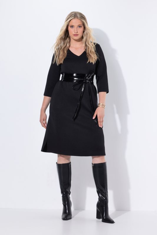 Textured 3/4 Sleeve Sweatshirt Dress