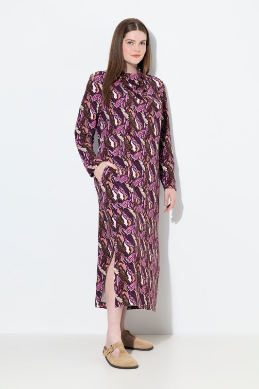 Eco Cotton Leaf Print Sweatshirt Dress
