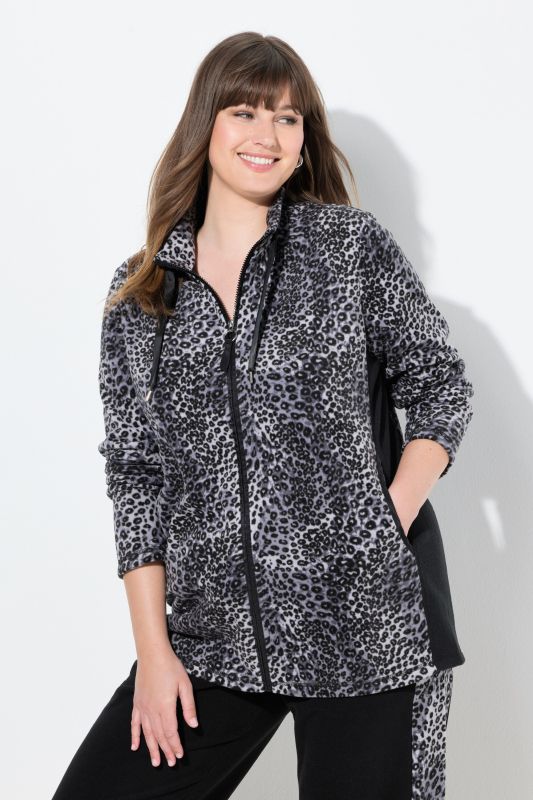 Fleece Leopard Print Loungewear Jacket