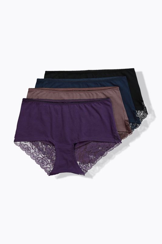 4 Pack Lace Panel Hipster Panties