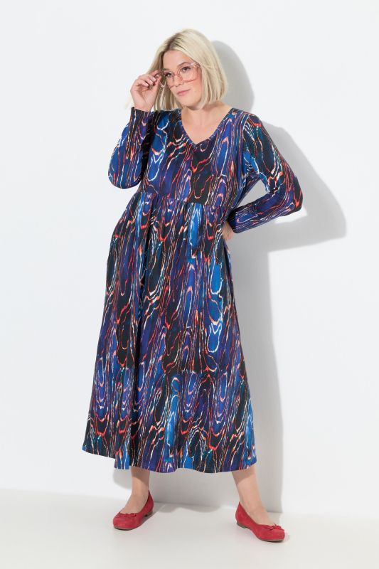 Electric Swirl Empire Knit A-Line Pocket Dress