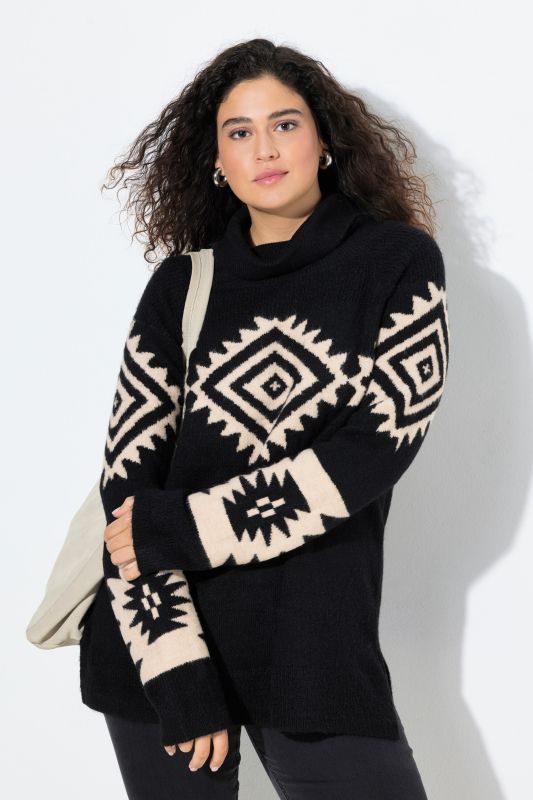Aztec Pattern Turtleneck Sweater
