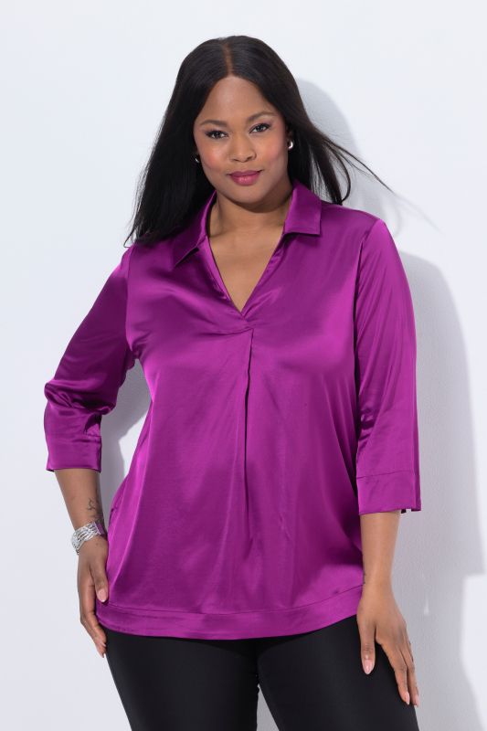 Satin 3/4 Sleeve Blouse