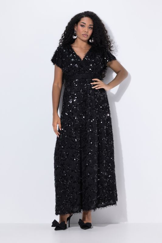 Рокля вечерна с ресни и пайети