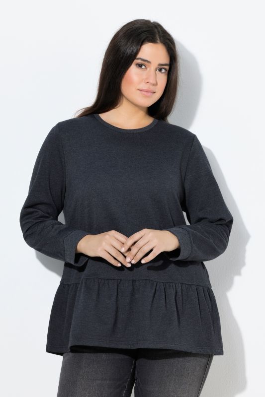 Flounce Hem Long Sleeve Sweatshirt