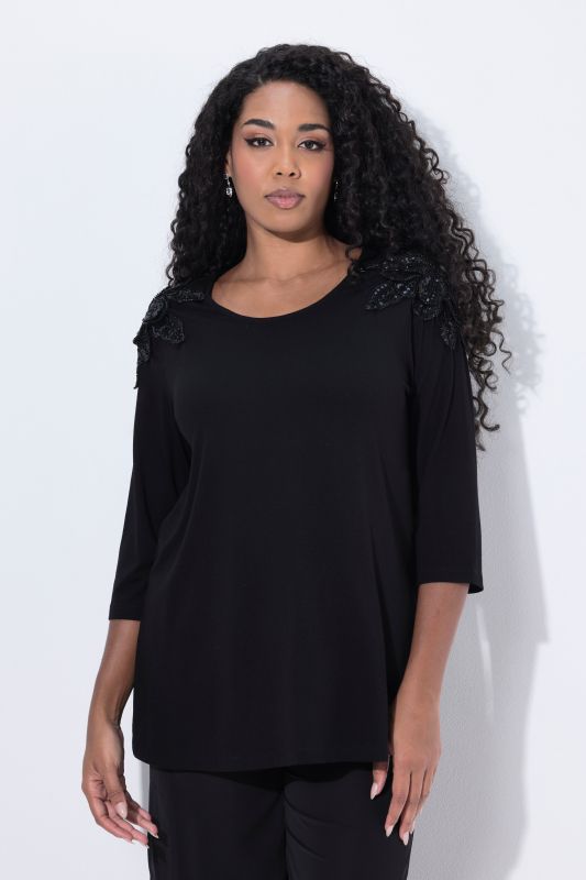 Flower Epaulet 3/4 Sleeve Top