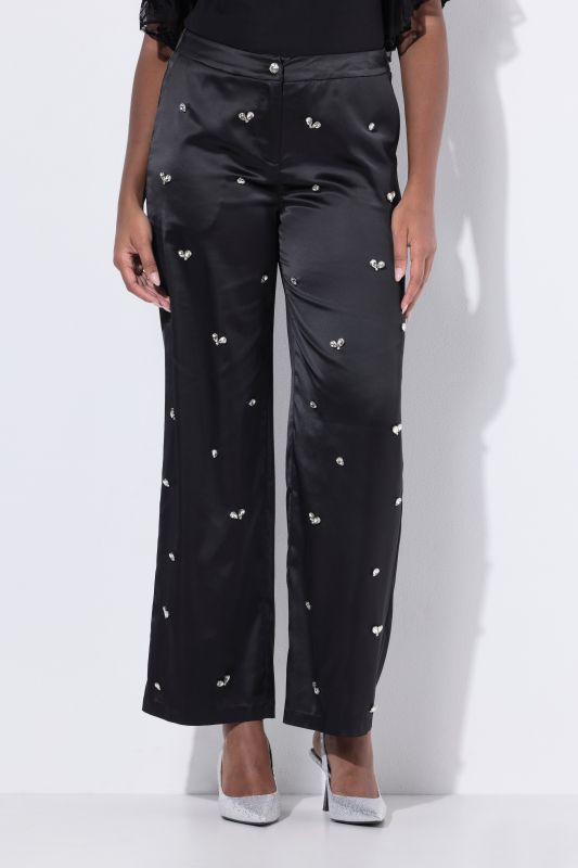 Rhinestone Detail Comfort Waist Pants