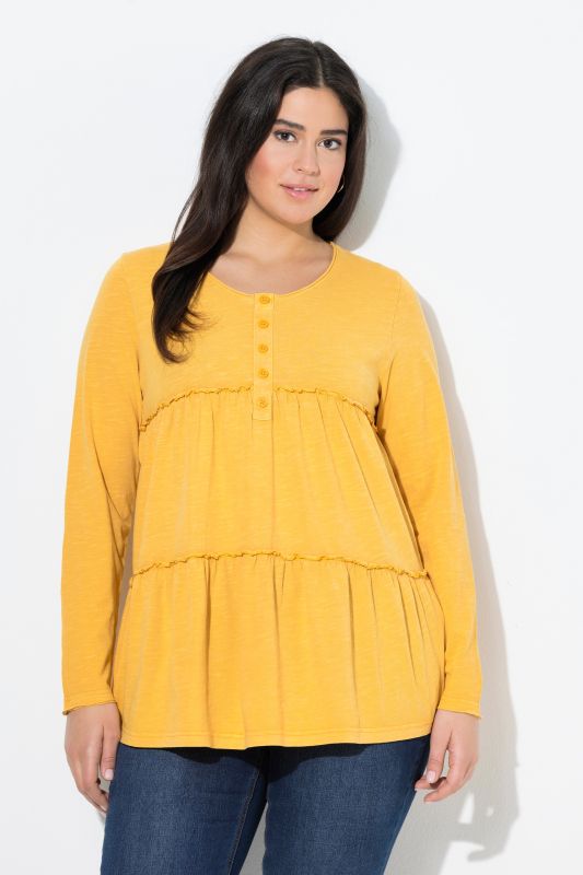 Ruffled Flounce Panel Long Sleeve Tee