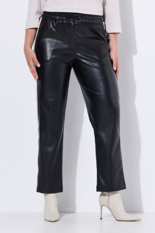 Faux Leather Side Stripe Pants