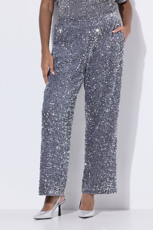Sequined Velvet Comfort Waist Pants