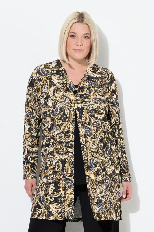 Matte Jersey Ornate Paisley A-Line Jacket
