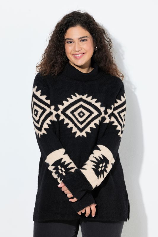 Aztec Pattern Turtleneck Sweater