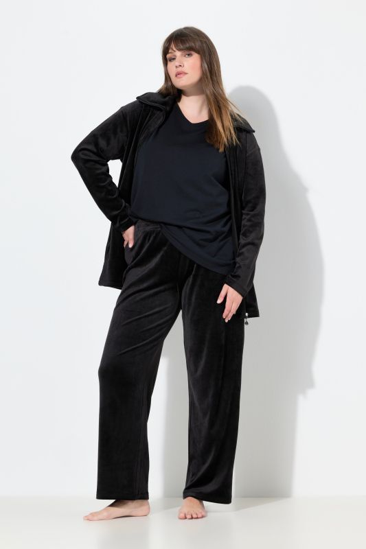 Панталон с велурена визия и еластична талия