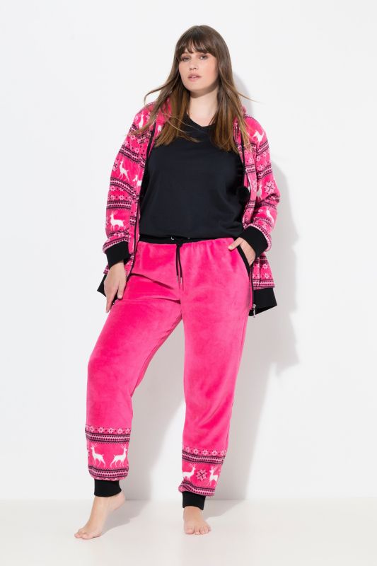 Панталон плюшен с норвежки принт и райета