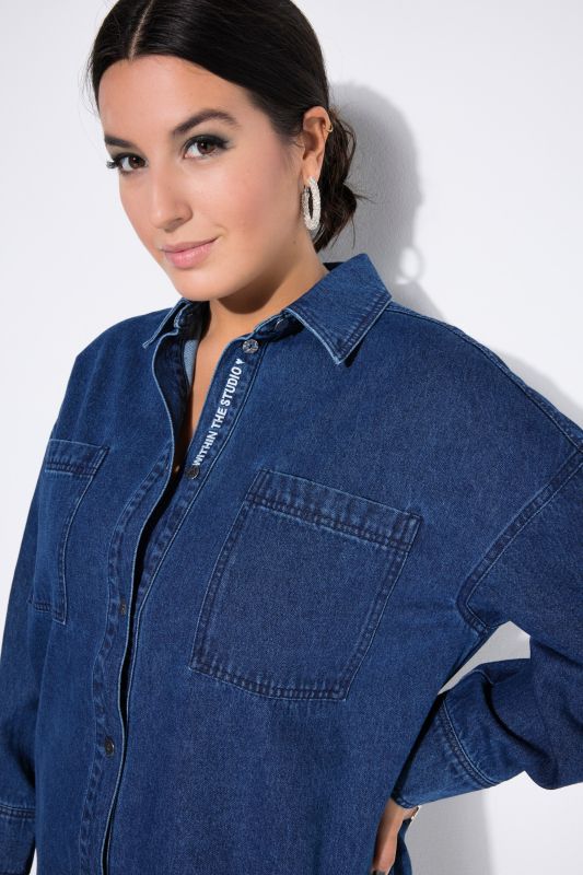 Риза дънкова с надпис