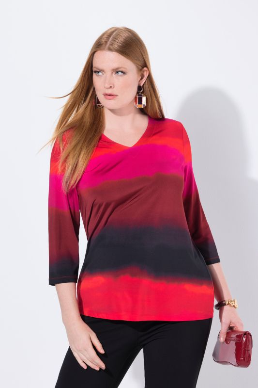 Тениска с акварелни райета