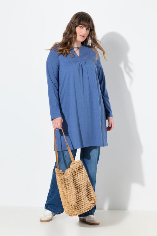 Туника памучна с лентов акцент