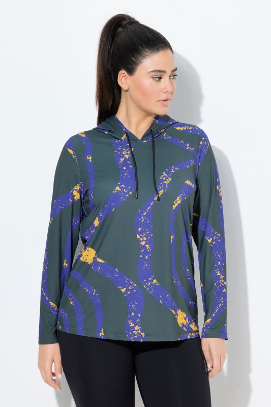 Блуза с абстрактен принт и качулка