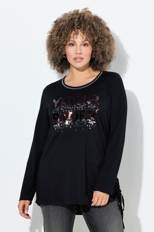 Тениска с надписи и пайети